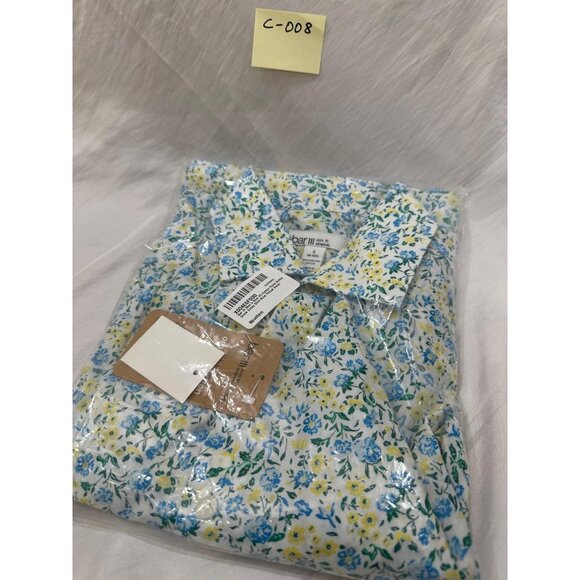 Bar III Mens Dress Shirt Slim Fit Calma Floral Stretch 100% Cotton Blue Yellow S - Picture 3 of 3